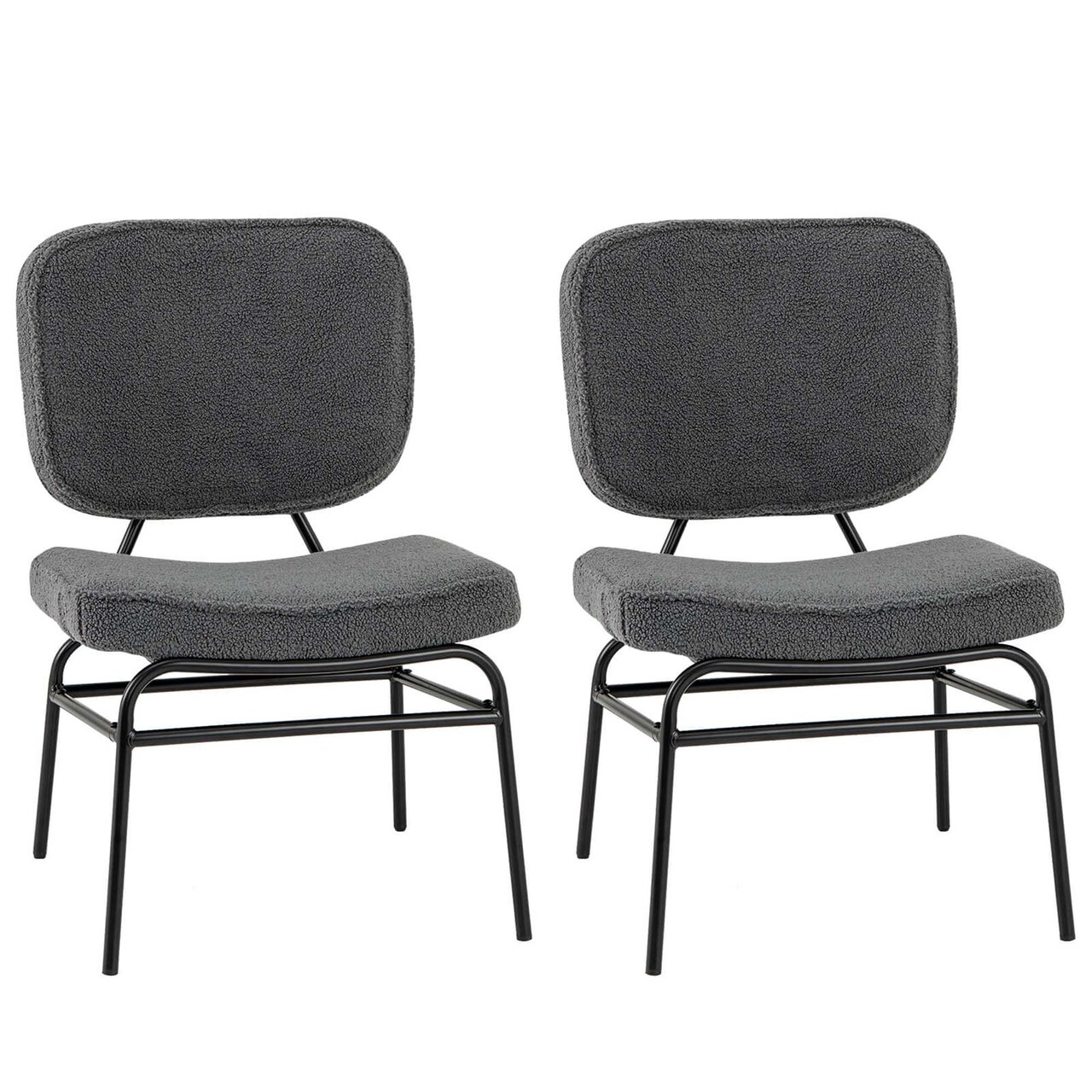 Costway 1/2 PCS Upholstered Accent Chair with Sponge Padding Adjustable Foot Pads & Metal Frame